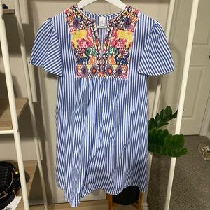 Women’s XS embroidered striped dress